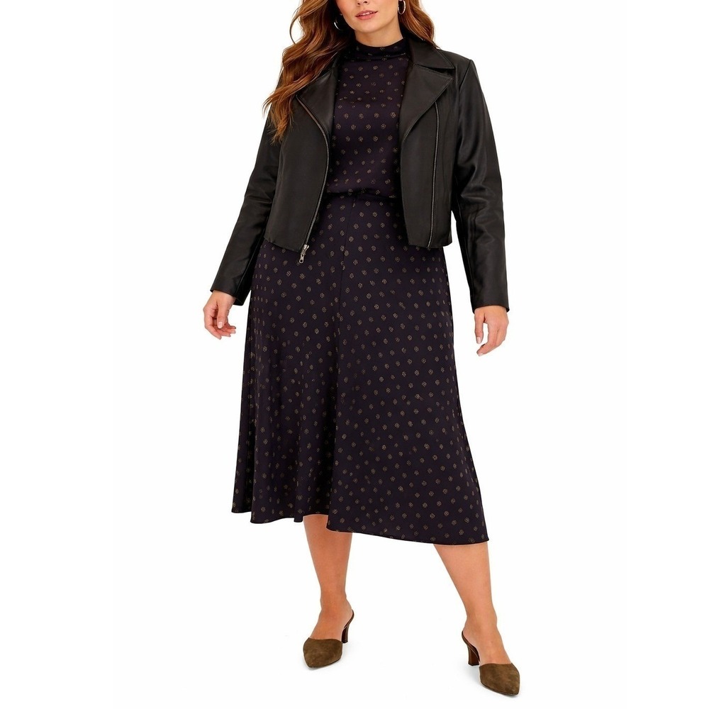 Vince Sun Dot‎ Draped Slip Skirt Size 18W Black Polka Dot High Low Hem NWT